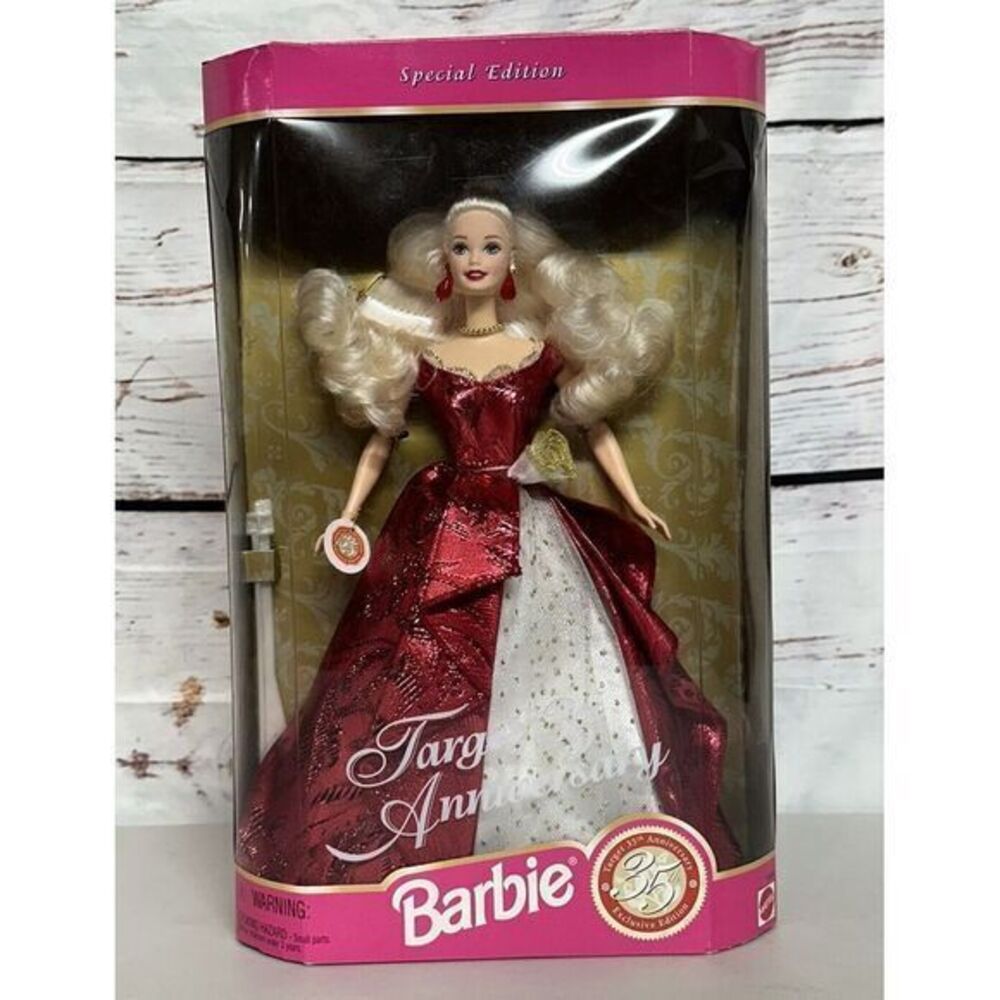 Target 35th Anniversary Barbie Doll-1997 Special Edition Mattel Blonde Red Dress